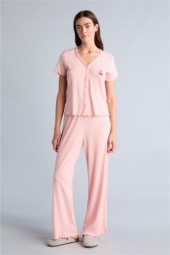 Kadın Pembe Regular Fıt Kısa Kollu 2'li Takım