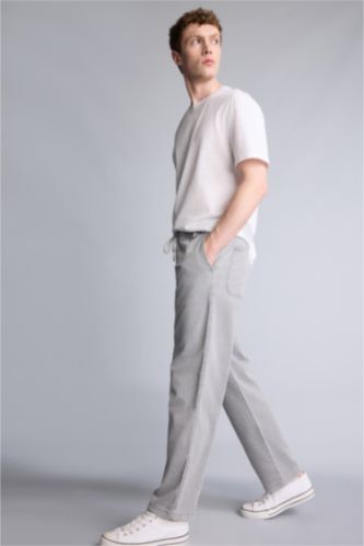 Erkek Açık Gri Wıde Leg Pantolon