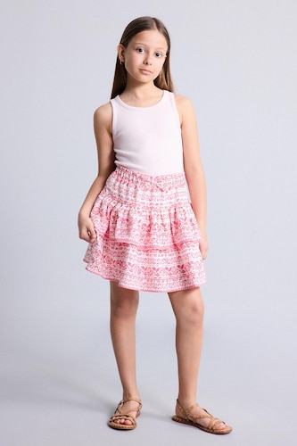 Young Girls - Teen Girls Coral Girl Linen Look Skirt