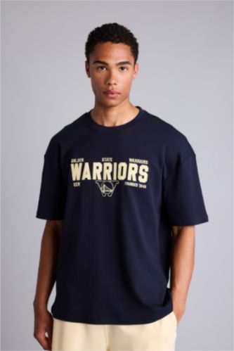 Erkek Lacivert NBA Oversize Kısa kollu Tişört