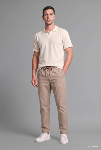 رجال بيج Relax Fit Trousers