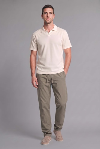MAN Light Khaki Relaxed Fit Ultra Soft Elastic Waist Trousers
