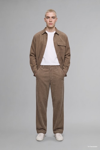 MAN Light Grey Baggy Fit Mid Waist Wide Leg Trousers