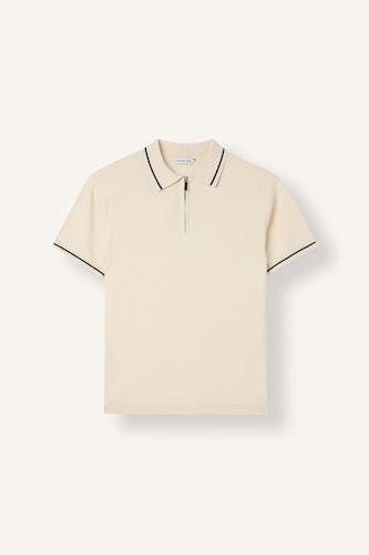 Boy Regular Fit Polo Collar Zip-Up Knitted Basic T-Shirt