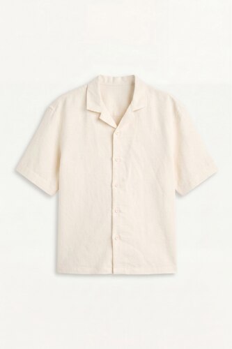Boxy Fit Apache Collar Woven Short Sleeve Shirt