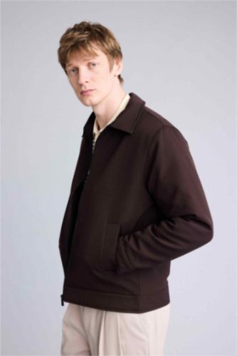 Man Brown Regular Fit Lined Puffer Jacket