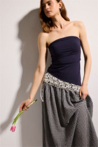 Women NAVY Slim Fit Strapless Tank Top