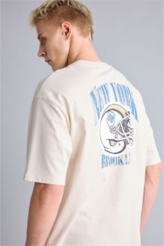 MAN Beige Boxy Fit Short Sleeve T-Shirt