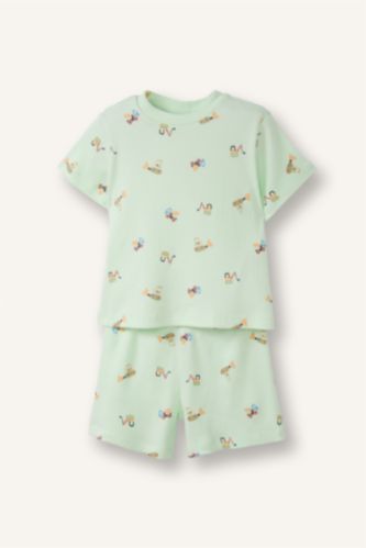 Erkek Bebek Mint Fitilli Kaşkorse 2'li Pijama Takım