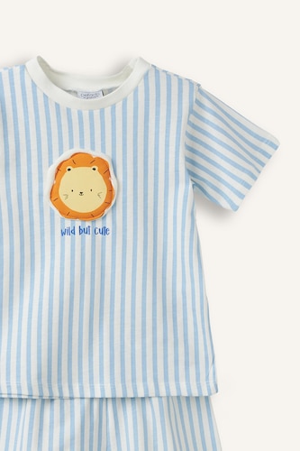 Baby Boy Striped Top Shorts Bottom 2 Piece Pajama Set