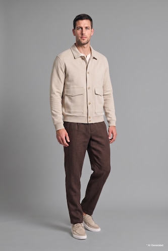 Regular Fit Basic Polo Collar Cardigan Jacket