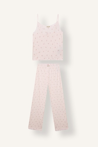 Regular Fit 100% Cotton Strappy Pajama Set