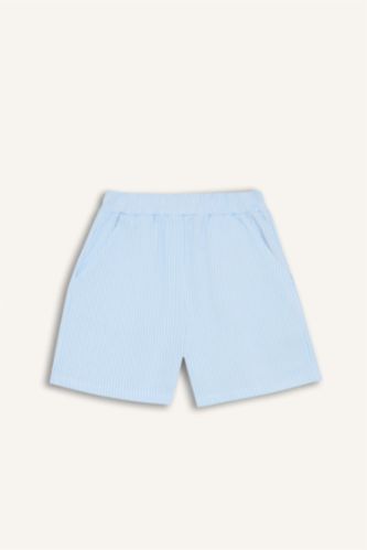 Kız Çocuk - Genç Kız Açık Deniz Mavisi %100 Pamuk Şort Kız Çocuk