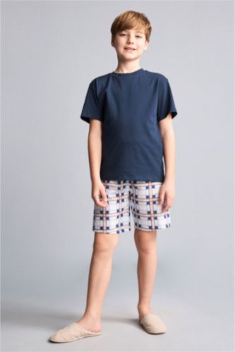 Young Boys - Teen Boys NAVY 2 piece Regular Fit Printed Knitted Pyjamas