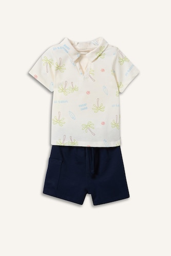 Palm Tree Patterned Baby Boy 2 Piece Set