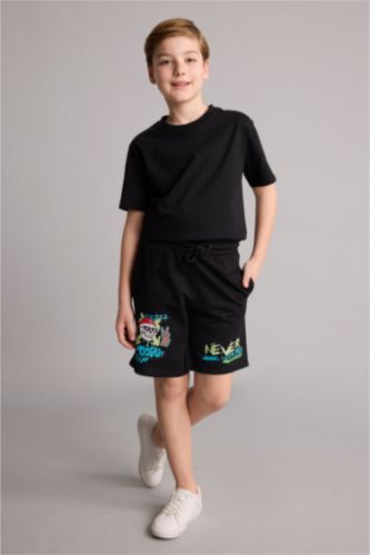 Young Boys - Teen Boys Black Oversize Fit Shorts