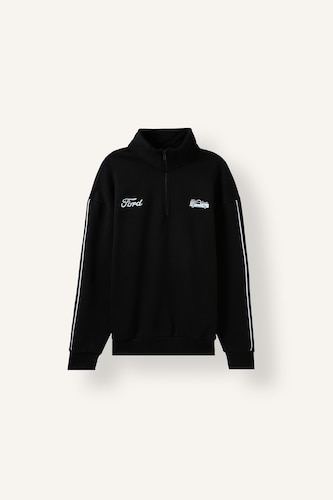 Men Black Boxy Fit Thick Sweatshirt Fabric Sweatshirt