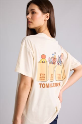Женщины Бежевый Футболка Oversize
