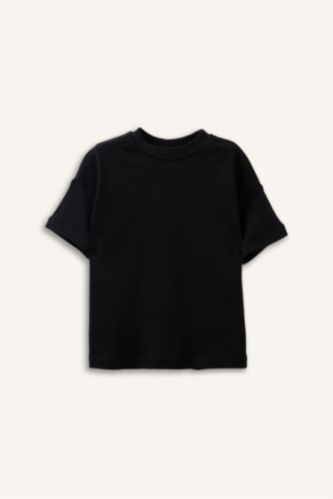 Erkek Bebek Siyah Regular Fıt Kısa Kollu Tişört Erkek Bebek