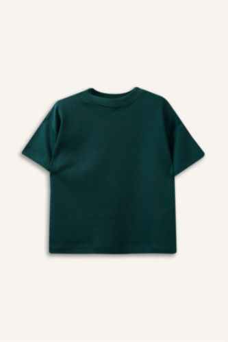 Erkek Bebek Koyu Yeşil Regular Fıt Kısa Kollu Tişört Erkek Bebek
