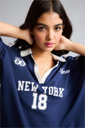 WOMAN NAVY Oversize Fit Short Sleeve T-Shirt