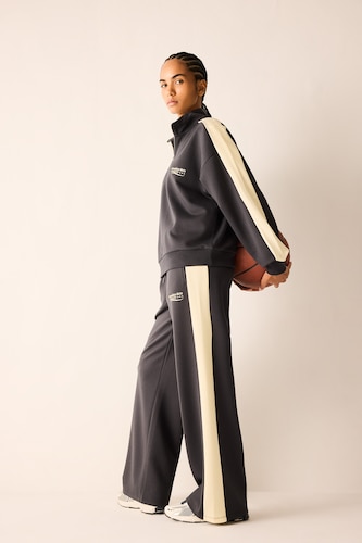 WOMAN Anthracite NBA Brooklyn Nets Wide Leg Scuba Fabric Sports Sweatpants