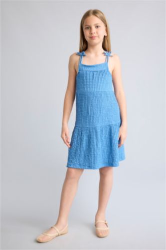 Young Girls - Teen Girls Blue Sleeveless Knitted Dress