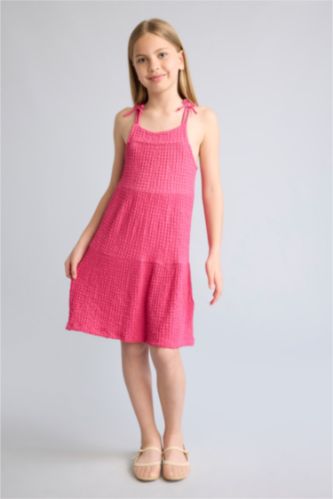 Young Girls - Teen Girls Fushsia Sleeveless Knitted Dress