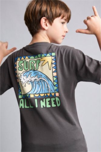 Boys & Teens Anthracite تيشيرت ولادي نص ردن مطبوع قصة عادية