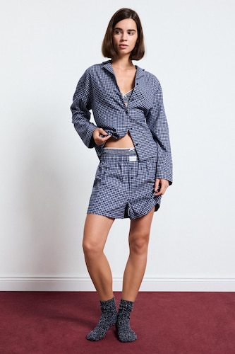 Women NAVY Flanel 2 piece Set