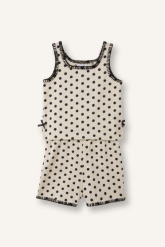 Kız Bebek Ekru Krinkıl Puantiyeli 2'li Takım Kız Bebek