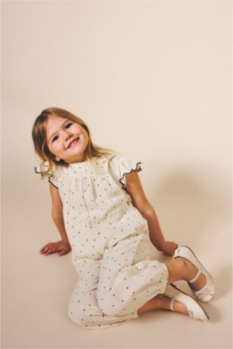 Kız Bebek Ekru Kız Bebek Pop Art Baskılı Müslin Tulum