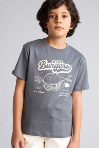 Erkek Çocuk - Genç Erkek Antrasit Baskılı Tişört Erkek Çocuk