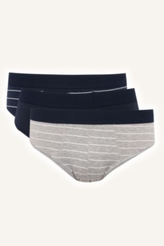 Erkek Lacivert Regular Fıt 3'lü Slip Külot Set