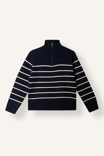 Pull en tricot rayé à demi-fermeture éclair pour garçon