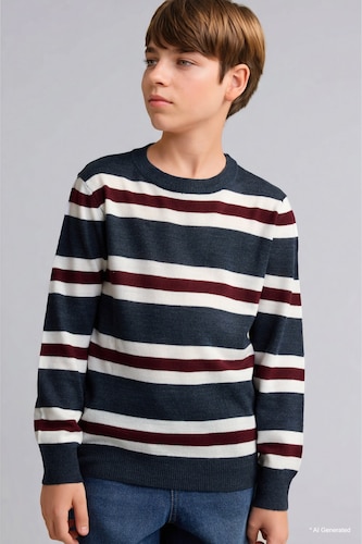 Pull en maille à col rond Coupe régulière pour garçon