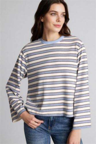 Kadın Açık Mavi Loose Fıt Uzun Kollu Tunik