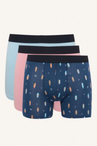 رجال كحلي بوكسر قصة عادية منقوش - 3 قطع