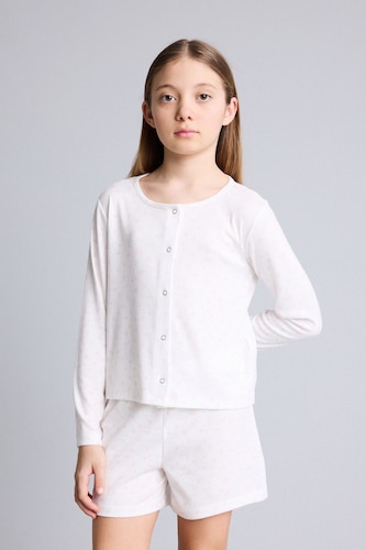 Girls & Teens Ecru 3 piece Knitted Pyjamas