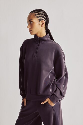 Kadın Koyu Mor Ultra Yumuşak Standart Fit Modal Basic Sweatshirt