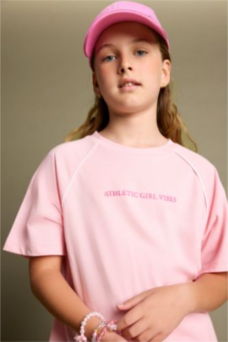 Girls & Teens Pink Girl Oversize Crew Neck Printed Modal Pink T-Shirt