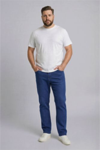 Erkek Mavi Sergio Regular Fıt Normal Bel Boru Paça Pantolon