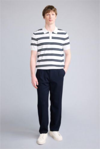 Erkek Lacivert Relax Fıt Pantolon