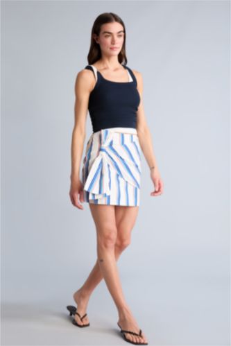 Kadın Mavi Poplin Etek