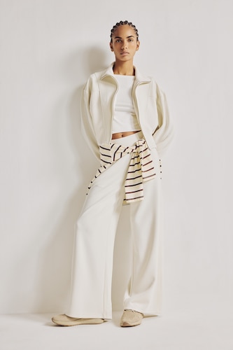 WOMAN Ecru Wide Leg Wide Leg modal Sweatpants