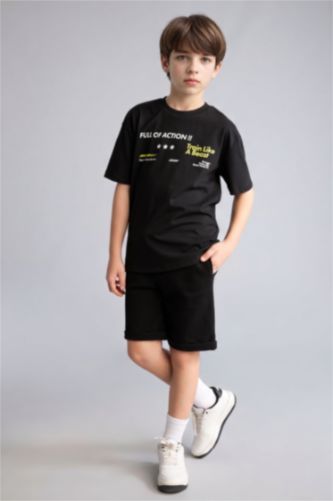 Erkek Çocuk - Genç Erkek Siyah Regular Fit Şort Erkek Çocuk