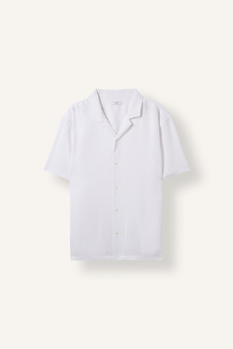 رجالي أبيض Regular Fit Linen Blended Short Sleeve Shirt