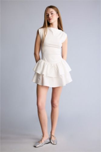 Kadın Kırık Beyaz Mini Elbise