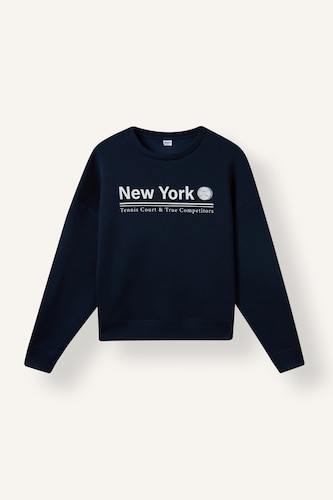 Kadın İndigo Oversize New York Baskılı Modal Sweatshirt