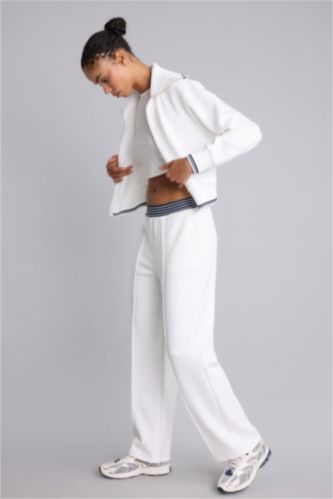 WOMAN Ecru Straight Fit Trousers